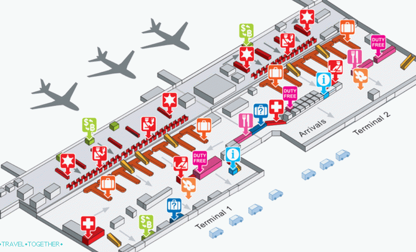 Схема на пристигащата зона на Летище Дон Муанг в Банкок
