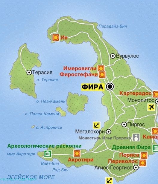 Карта на Санторини на руски