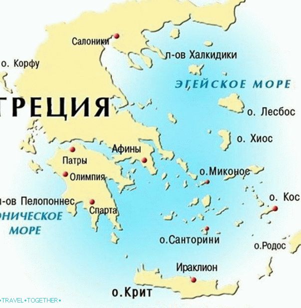 Карта на моретата в Гърция
