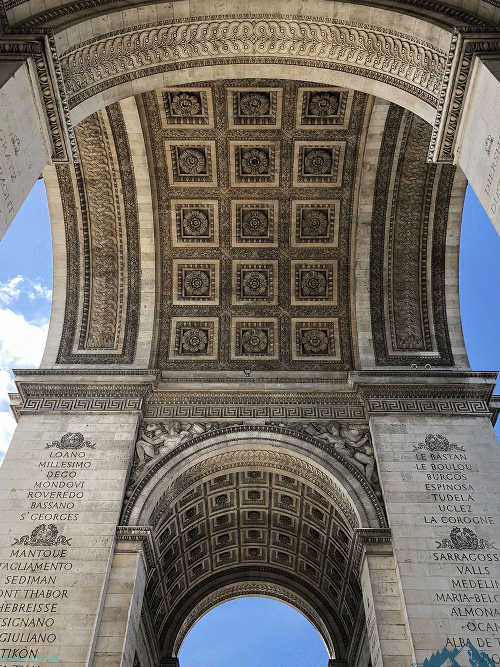 Триумфалната арка отдолу в Париж