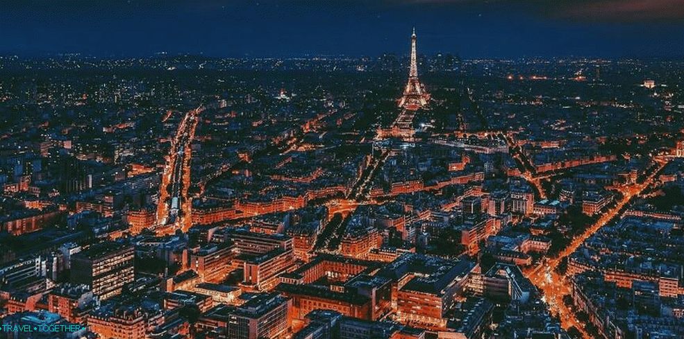 Панорама на нощта в Париж