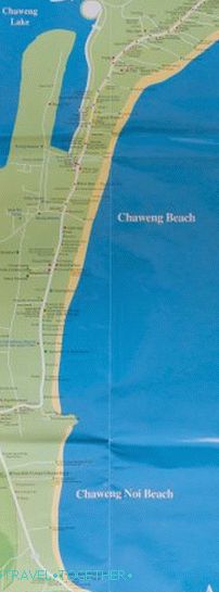 Карта на плажа Чауенг и Чавенг Ной