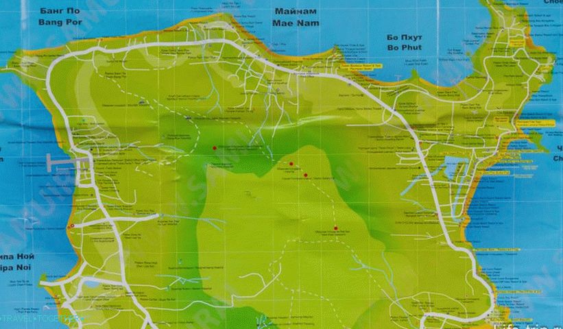 Карта на северната част на Самуи